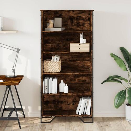 Bogreol 80x31x169 cm konstrueret træ røget egetræ