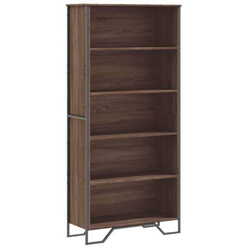 Bogreol 80x31x169 cm konstrueret træ brun egetræ