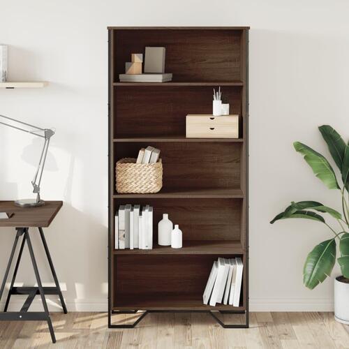 Bogreol 80x31x169 cm konstrueret træ brun egetræ