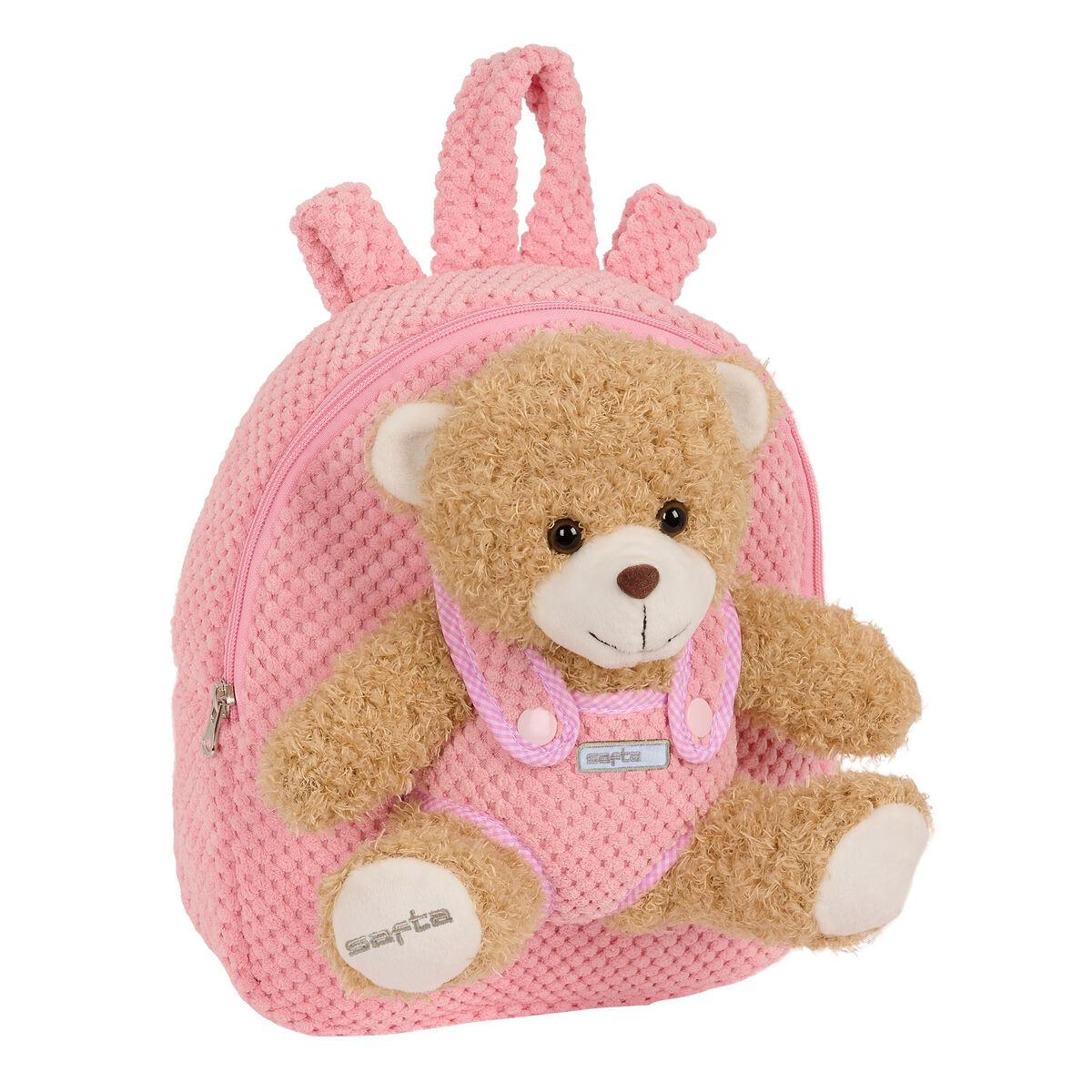 Safta børnerygsæk med bjørnebamse - pink 23 × 27 × 7,5 cm billede