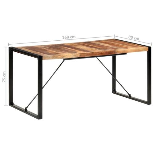 Spisebord 160x80x75 cm massivt træ med sheeshamfinish