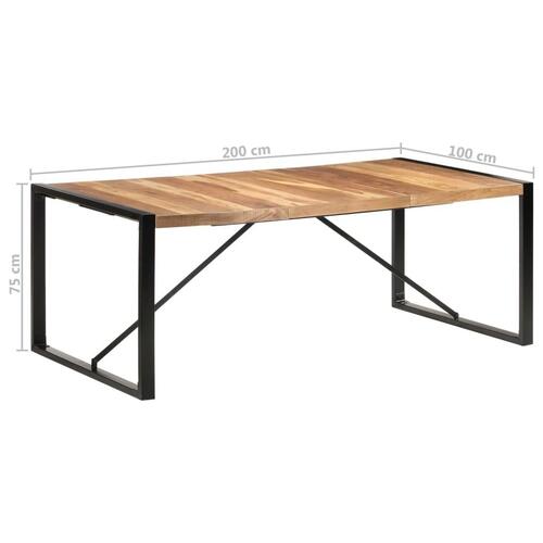 Spisebord 200x100x75 cm massivt træ med sheeshamfinish