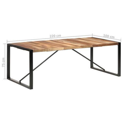 Spisebord 220x100x75 cm massivt træ med sheeshamfinish