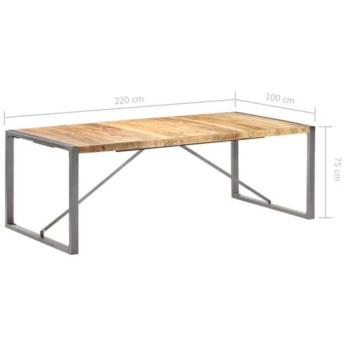 Spisebord 220x100x75 cm massivt ru mangotræ