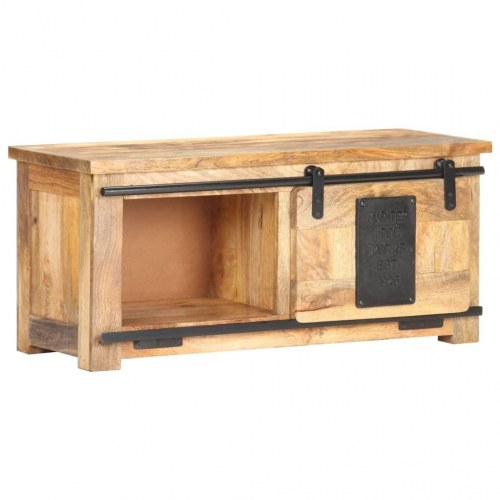 Tv-bord 90×35×40 cm i massivt mangotræ - rustik med skydelåge