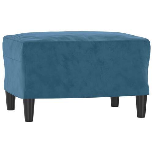 3-personers sofa med fodskammel 180 cm velour blå