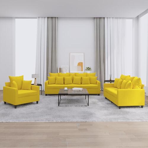 3 personers sofa med hynder velour gul