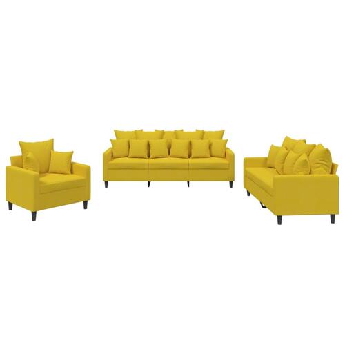 3 personers sofa med hynder velour gul