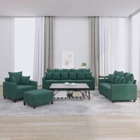 Sofasæt 4 dele med hynder velour mørkegrøn