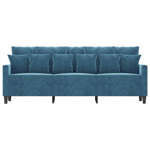 3-personers sofa 180 cm velour blå