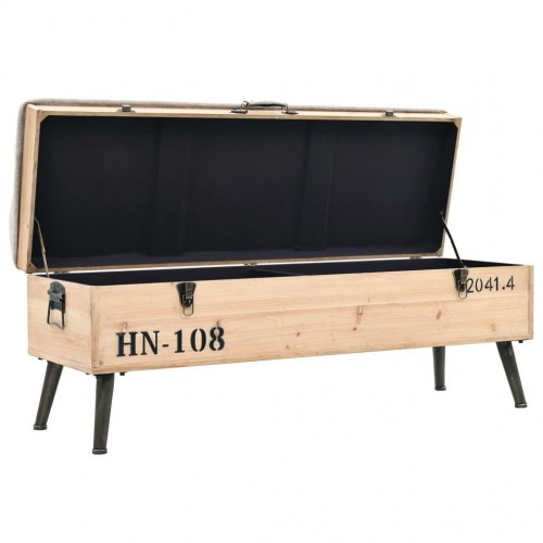 Opbevaringsbænk massivt træ og MDF 120 x 40 x 50 cm