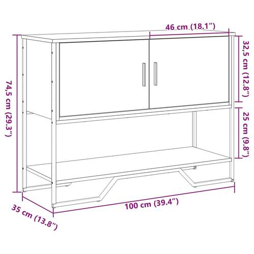 Konsolbord 100x35x74,5 cm konstrueret træ sort