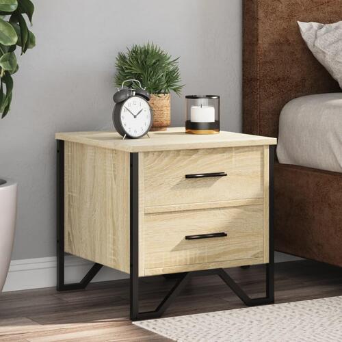 Sengeborde 2 stk. 40x41x40 cm konstrueret træ sonoma-eg