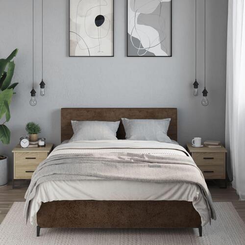 Sengeborde 2 stk. 40x41x40 cm konstrueret træ sonoma-eg