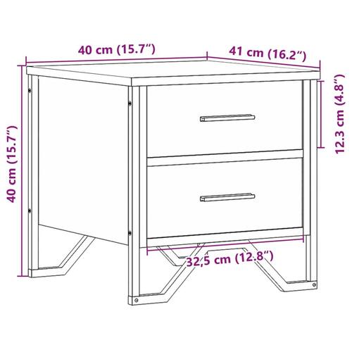 Sengeborde 2 stk. 40x41x40 cm konstrueret træ sonoma-eg
