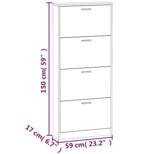 Skoskab 59x17x150 cm konstrueret træ betongrå