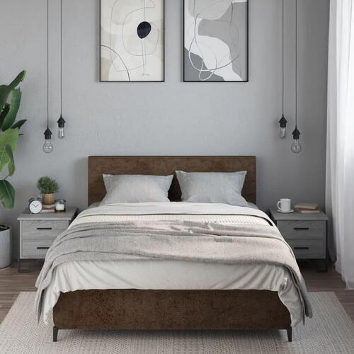 Sengeborde 2 stk. 40x41x40 cm konstrueret træ grå sonoma-eg