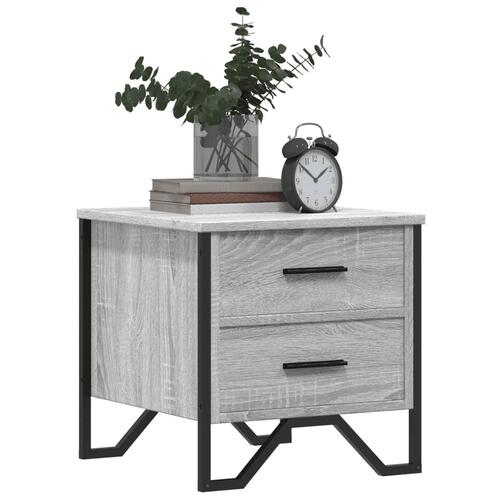 Sengeborde 2 stk. 40x41x40 cm konstrueret træ grå sonoma-eg