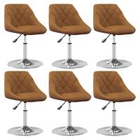 Drejelige spisebordsstole 6 stk. velour brun
