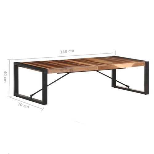 Sofabord 140x70x40 cm massivt træ med sheeshamfinish