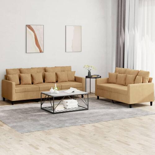 2 personers sofa med hynder velour brun