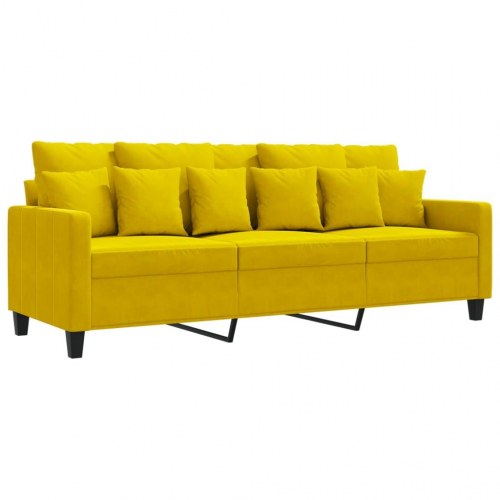 3-personers sofa i velour - gul, 180 cm sædebredde
