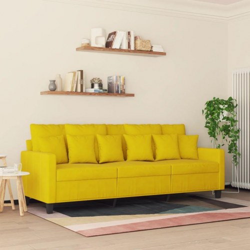 3-personers sofa i velour - gul, 180 cm sædebredde