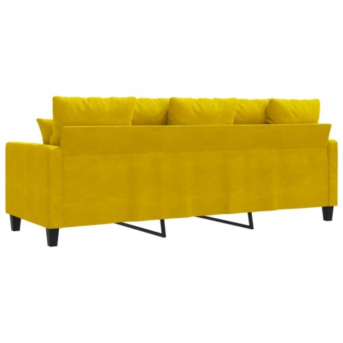 3-personers sofa i velour - gul, 180 cm sædebredde