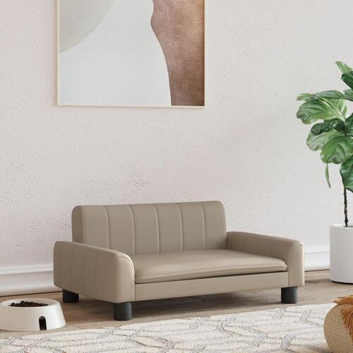 Hundeseng 70x45x30 cm kunstlæder cappuccinofarvet