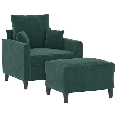 Lænestol med fodskammel 60 cm velour mørkegrøn