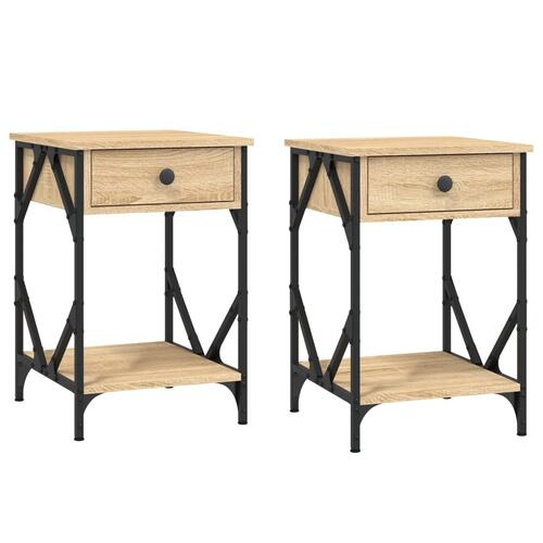 Sengeborde 2 stk. 40x42x60 cm konstrueret træ sonoma-eg