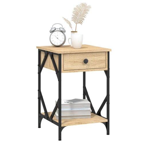 Sengeborde 2 stk. 40x42x60 cm konstrueret træ sonoma-eg