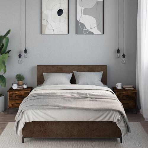 Sengeborde 2 stk. 40x41x40 cm konstrueret træ røget egetræ