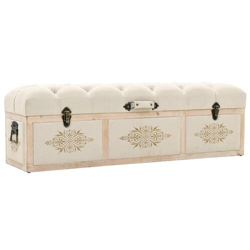 Opbevaringsbænk massivt træ og stof 120 x 30 x 38 cm