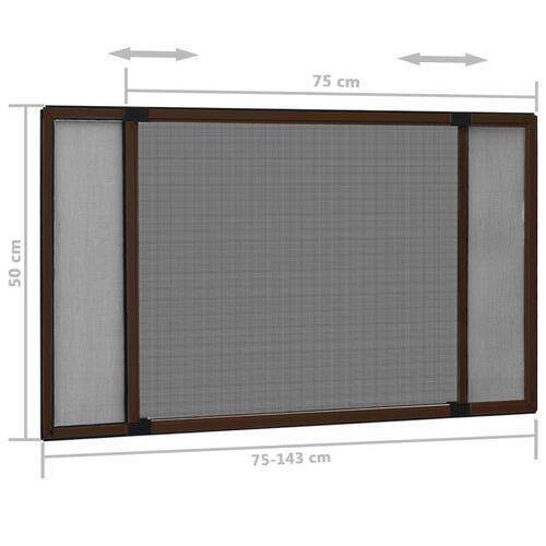 Udvideligt insektnet til vinduer (75-143)x50 cm brun