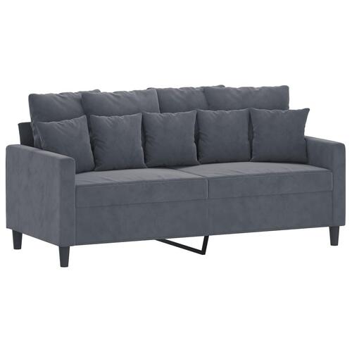 3 personers sofa med hynder velour mørkegrå