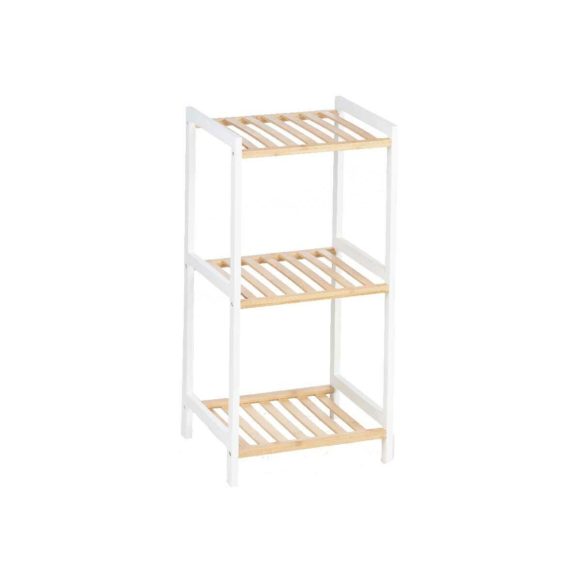 Badeværelse reol 35 x 30 x 70 cm Hvid Natur Bambus Fyr