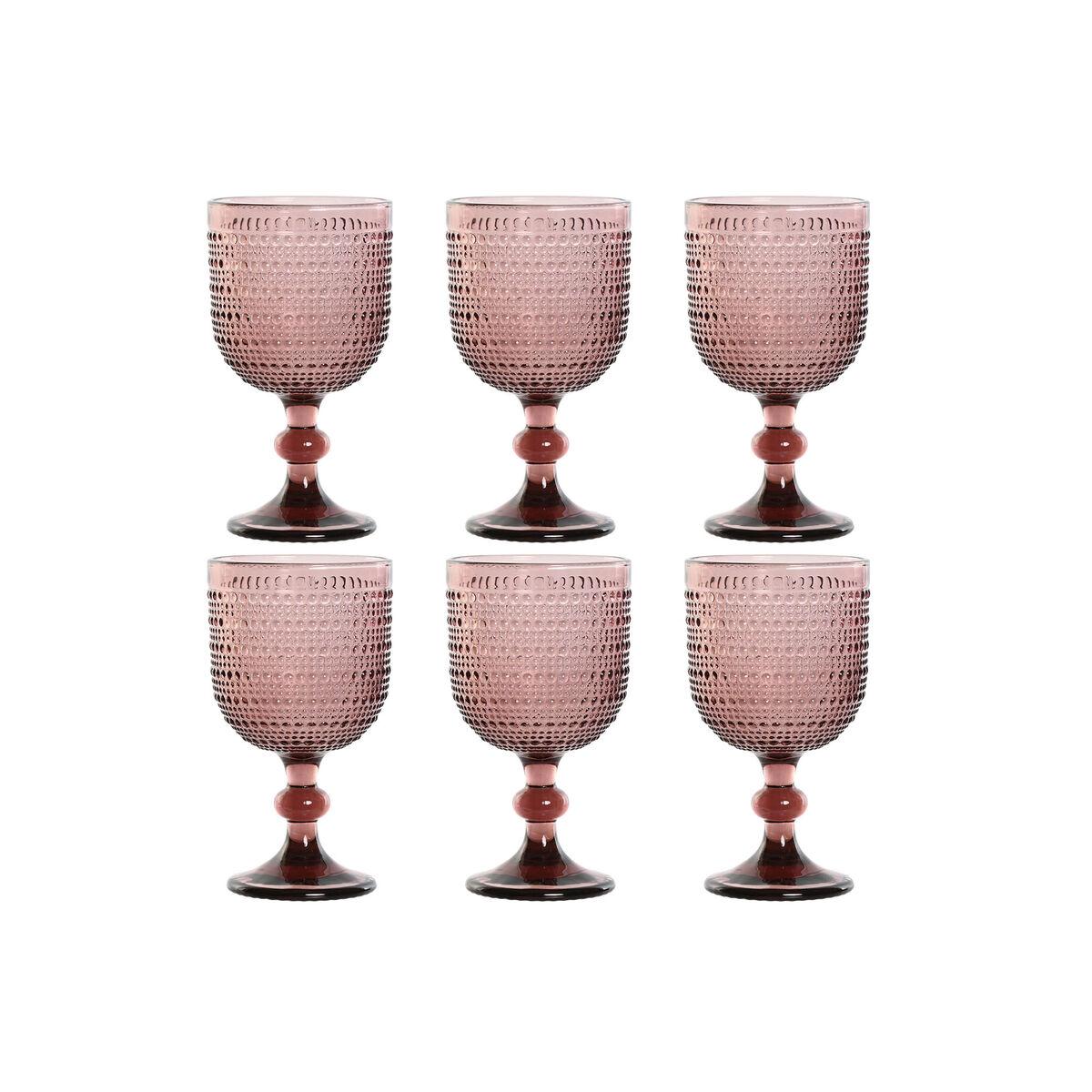 Sæt med pink krystalglas 325 ml - 6 stk.