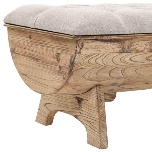 Opbevaringsbænk massivt træ og stof 103 x 51 x 44 cm