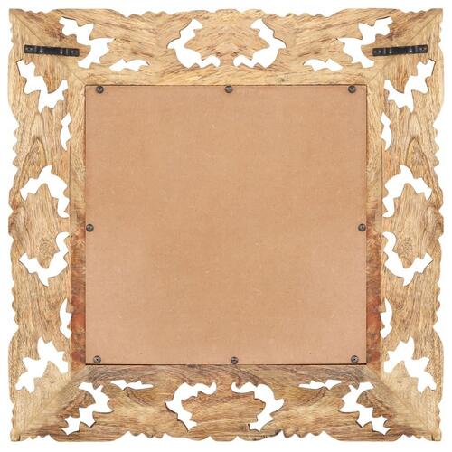 Håndskåret spejl 50x50 cm massivt mangotræ brun