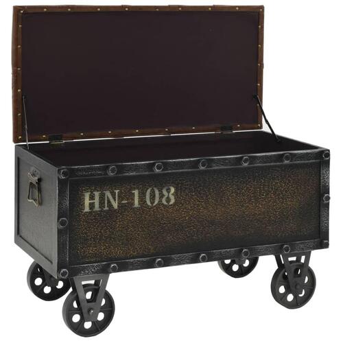 Opbevaringsbænk 80,5x41x50 cm massivt træ og kunstlæder