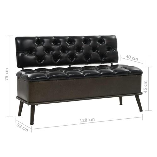 Opbevaringsbænk med ryglæn kunstlæder 120 x 52 x 75 cm