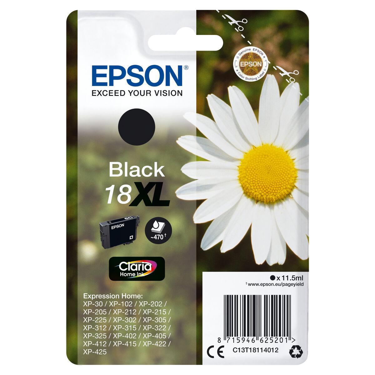 Original blækpatron Epson Cartucho 18XL negro Hvid Sort