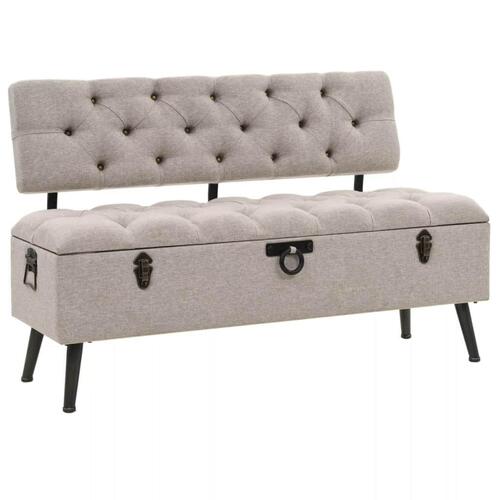 Opbevaringsbænk med ryglæn 121x53x78 cm stof