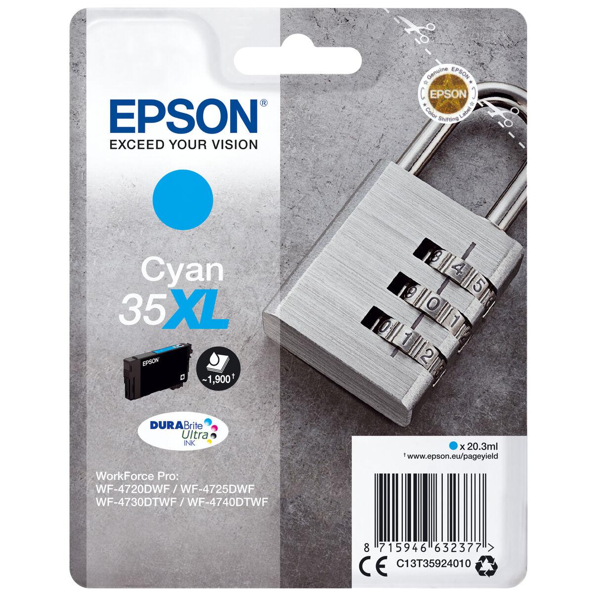 Epson 35XL original blækpatron - Cyan (C13T35924010) billede