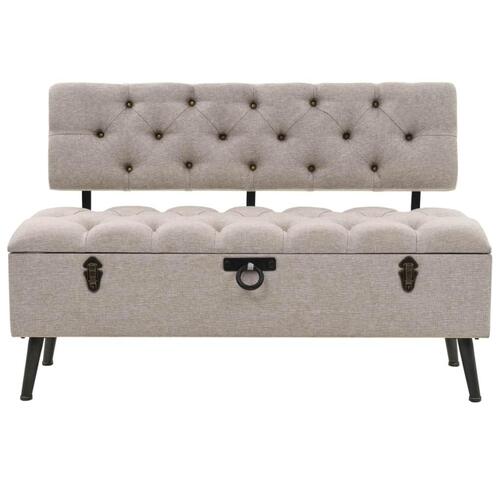 Opbevaringsbænk med ryglæn 121x53x78 cm stof