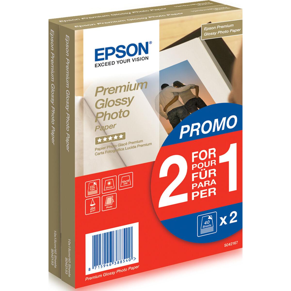 Epson Premium Glossy fotopapir 10×15 cm - 255 g/m², 2×40 ark billede
