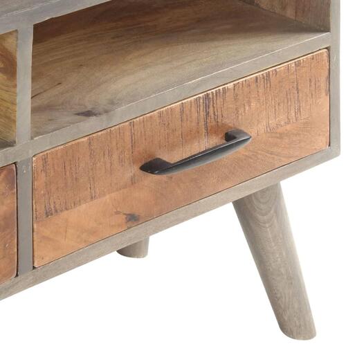 Tv-skab 130x35x51 cm massivt ru mangotræ grå