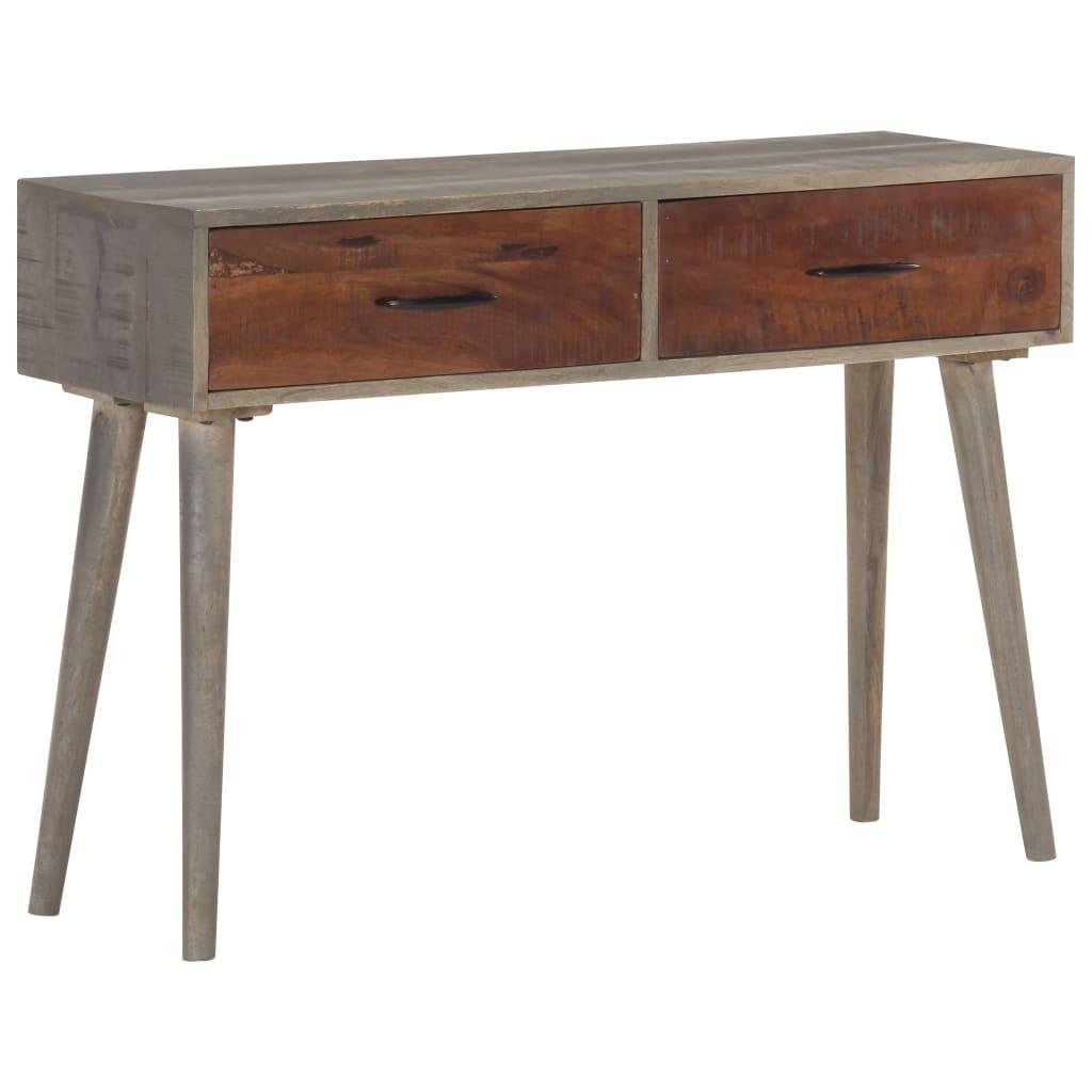 Konsolbord 110x35x75 cm massivt ru mangotræ grå