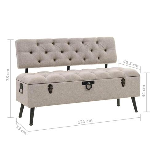 Opbevaringsbænk med ryglæn 121x53x78 cm stof